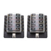 2pcs 10 Way Blade Fuse Box Auto Block Holder LED Indicator 12V/24V Car Boat