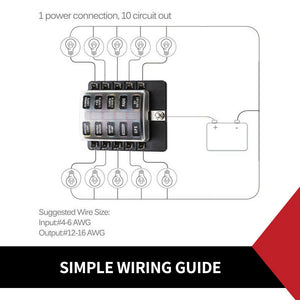 2pcs 10 Way Blade Fuse Box Auto Block Holder LED Indicator 12V/24V Car Boat