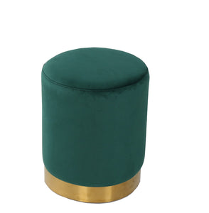 Rima Ottoman / Low Stool Green Velvet with Gold Base