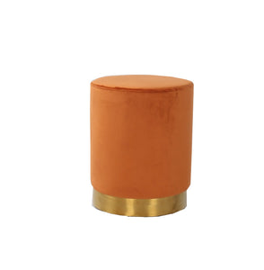 Rima Ottoman / Low Stool Orange Velvet with Gold Base 