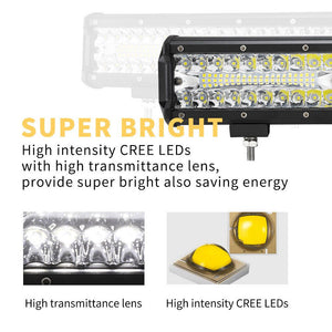 12inch CREE LED Work Light Bar Spot Flood OffRoad Fog Driving 4WD 4x4 Reverse
