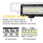 12inch CREE LED Work Light Bar Spot Flood OffRoad Fog Driving 4WD 4x4 Reverse