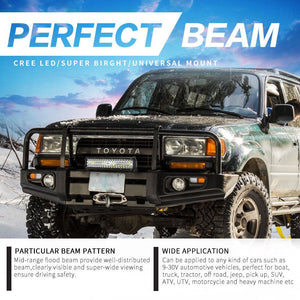 12inch CREE LED Work Light Bar Spot Flood OffRoad Fog Driving 4WD 4x4 Reverse