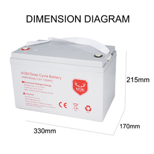 135AH AGM Battery 12V AMP Hour SLA Deep Cycle Dual Fridge Solar Power 12 VOLT
