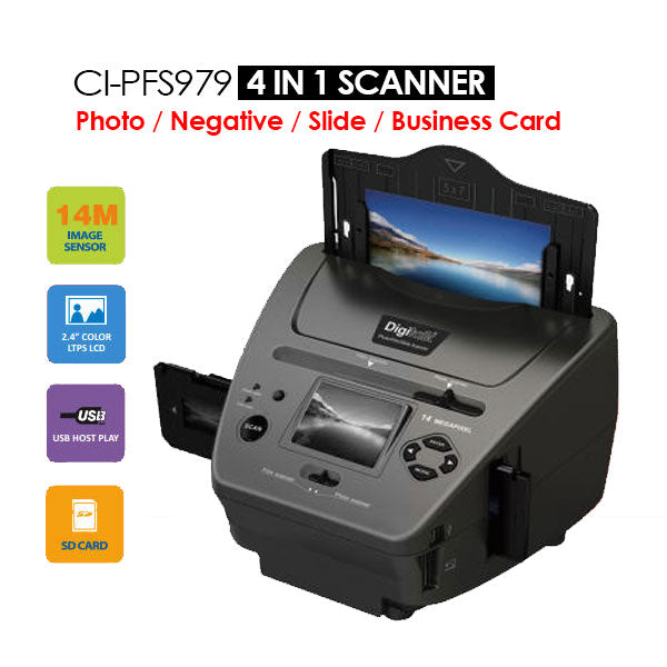 4-IN-1 Combo 14MP Photo/Film/Slide/Business card Scanner