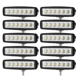 10x 6inch LED Work Light Bar Flood Reverse Fog Driving Lamp Offroad 4x4