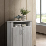 2 Door Shoe Cabinet With Open Shelf In White Oak