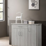 Large Shoe Cabinet With Drawer In White Oak
