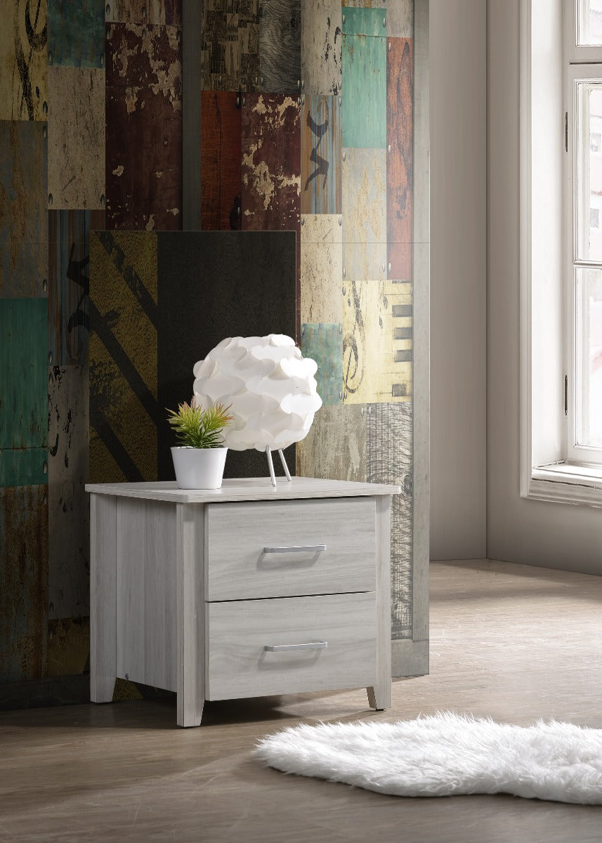 2 Drawers Bedside Table In White Oak