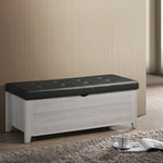 Blanket Box Ottoman Storage With Leather Upholstery In White Oak