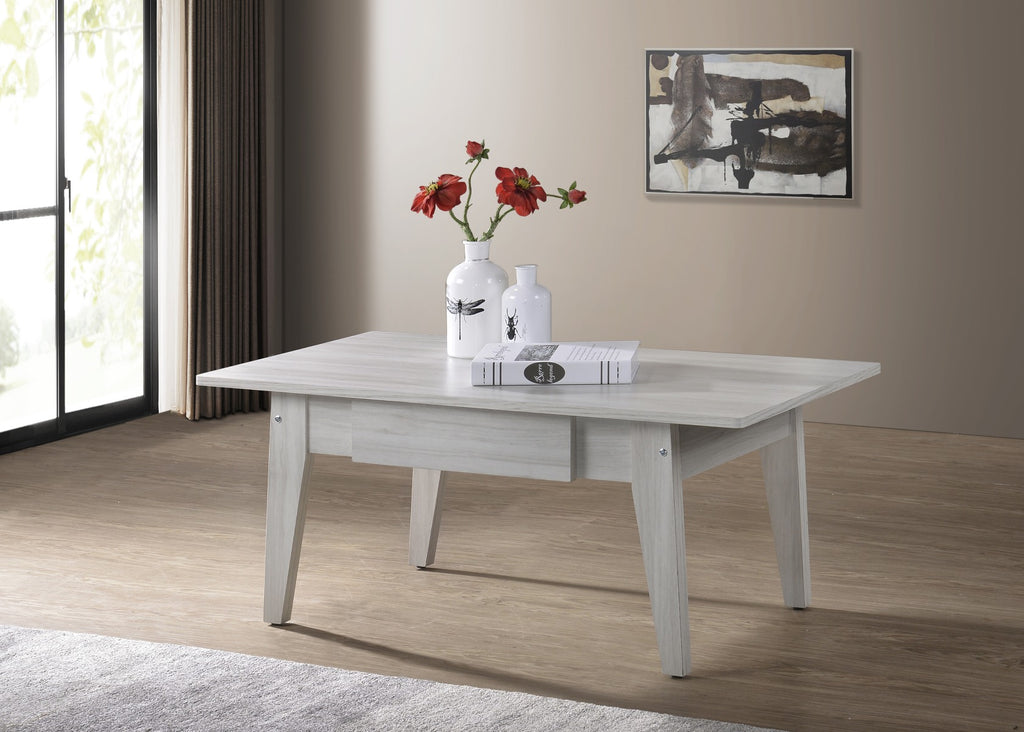 Coffee Table With 1 Drawer In White Oak