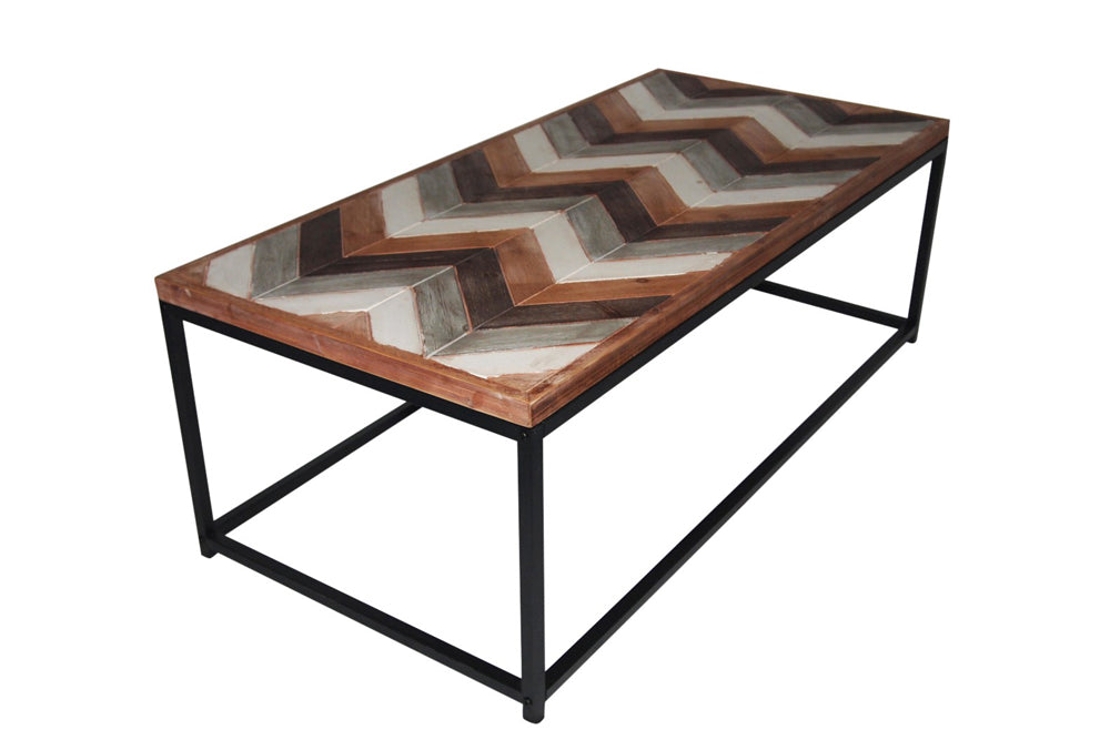 Wooden Coffee Table Contemporary Home Living Room or Office Wooden top Metal Frame 