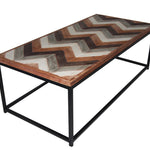 Wooden Coffee Table Contemporary Home Living Room or Office Wooden top Metal Frame 