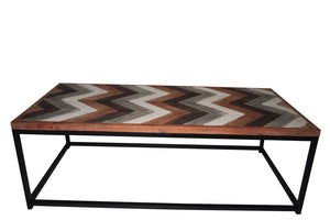 Wooden Coffee Table Contemporary Home Living Room or Office Wooden top Metal Frame 