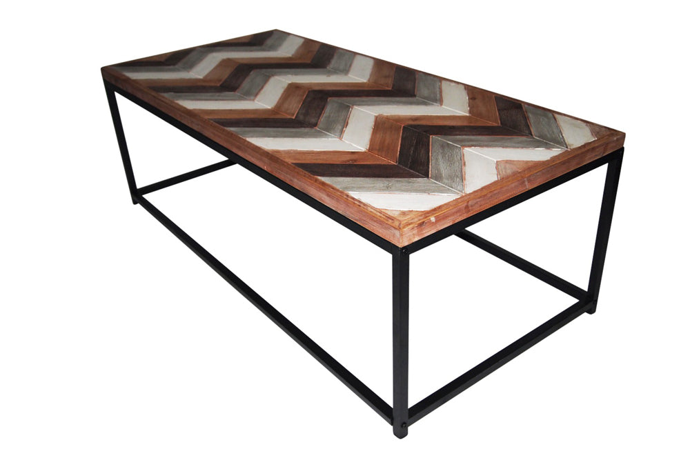 Wooden Coffee Table Contemporary Home Living Room or Office Wooden top Metal Frame 