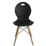 Set of 2 Eames look Trenz dining chair Black with solid natural Red oak legs