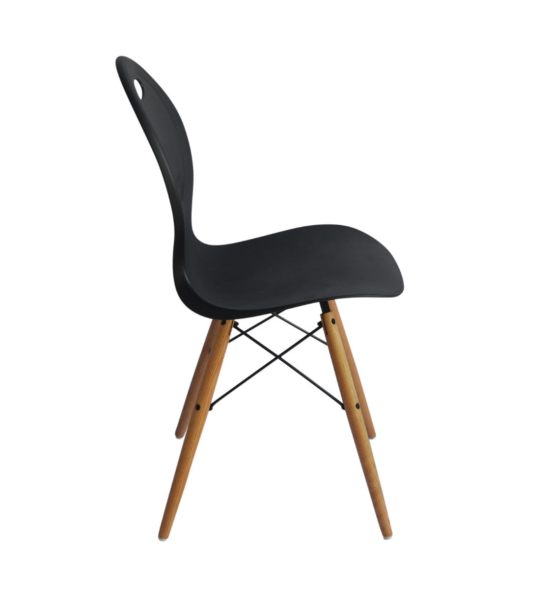 Set of 2 Eames look Trenz dining chair Black with solid natural Red oak legs