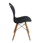 Set of 2 Eames look Trenz dining chair Black with solid natural Red oak legs
