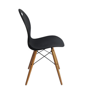 Set of 2 Eames look Trenz dining chair Black with solid natural Red oak legs