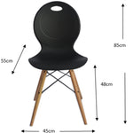 Set of 2 Eames look Trenz dining chair Black with solid natural Red oak legs