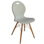 Set of 2 Eames Look Trenz dining chair white with solid natural oak legs
