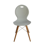 Set of 2 Eames Look Trenz dining chair white with solid natural oak legs