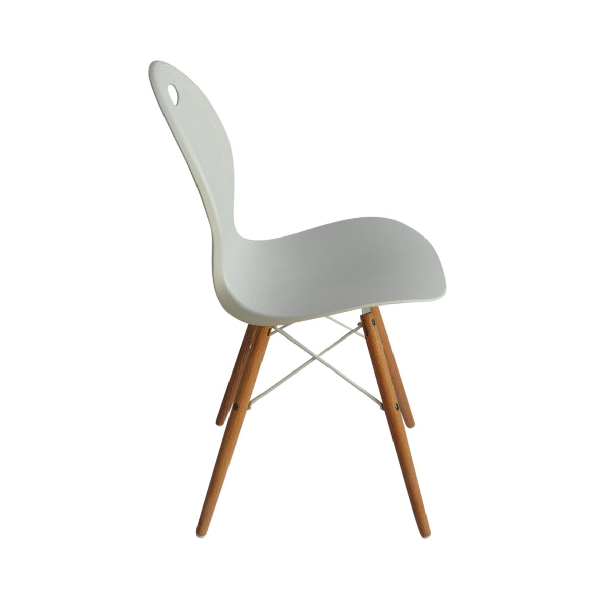 Set of 2 Eames Look Trenz dining chair white with solid natural oak legs