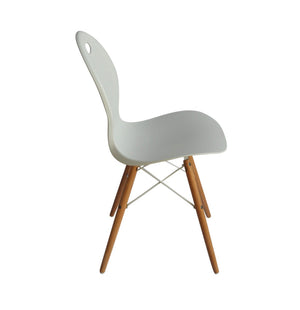 Set of 2 Eames Look Trenz dining chair white with solid natural oak legs
