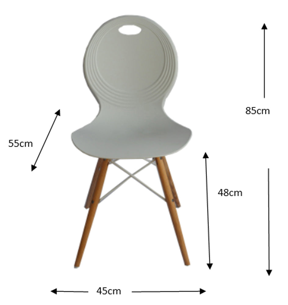 Set of 2 Eames Look Trenz dining chair white with solid natural oak legs