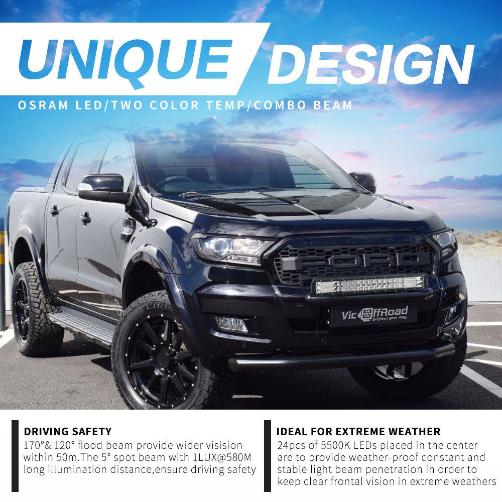 20inch LED Light Bar Osram Spot Flood combo Plus Number Plate Frame Offroad 4WD