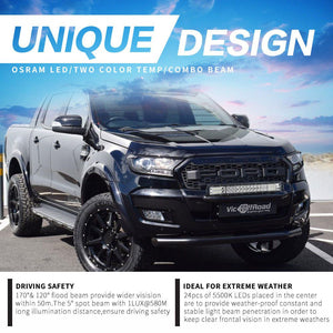 20inch LED Light Bar Osram Spot Flood combo Plus Number Plate Frame Offroad 4WD
