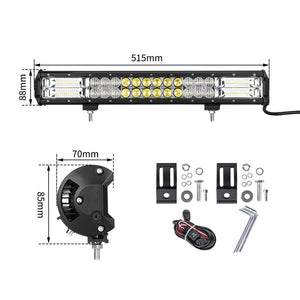 20inch LED Light Bar Osram Spot Flood combo Plus Number Plate Frame Offroad 4WD