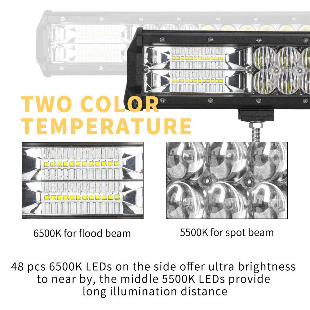 20inch LED Light Bar Osram Spot Flood combo Plus Number Plate Frame Offroad 4WD