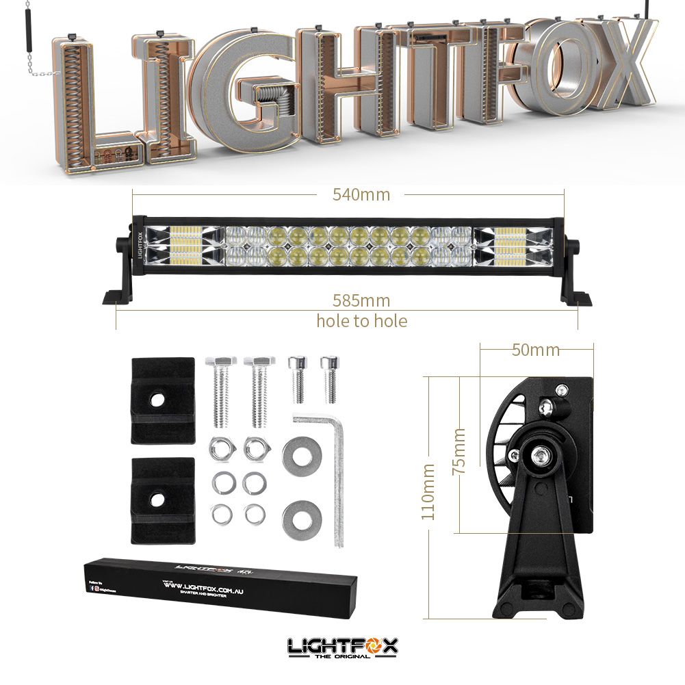 22inch Osram Philips LED Light Bar 5D Triple Flood Spot Offroad Driving 4WD 4x4