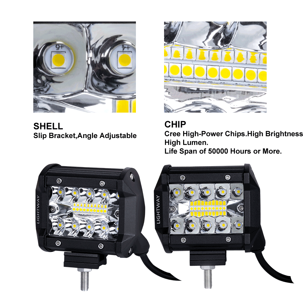 2x 4 inch CREE LED Work Light Bar Spot Flood OffRoad Driving 4WD 4x4 Reverse