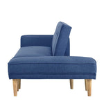 3 Seater Fabric Sofa Bed with Ottoman - Blue
