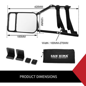 2 x TOWING MIRRORS PAIR UNIVERSAL MULTI FIT STRAP ON TOWING CARAVAN 4X4 TRAILER
