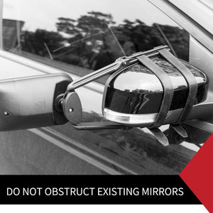 2 x TOWING MIRRORS PAIR UNIVERSAL MULTI FIT STRAP ON TOWING CARAVAN 4X4 TRAILER