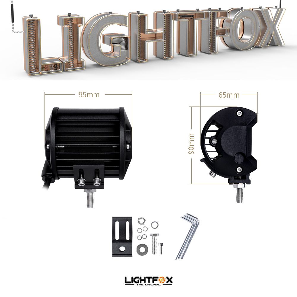 2x 4inch CREE LED Light Bar Spot Flood Combo Work Lamp Lightfox Vision Series
