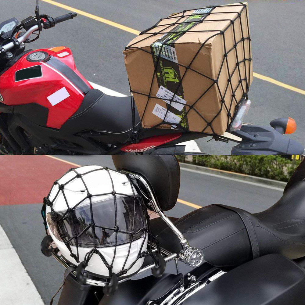 40x40cm Cargo Net Elasticated Bungee Luggage Storage Car Motorcycle Bike 6 Hooks
