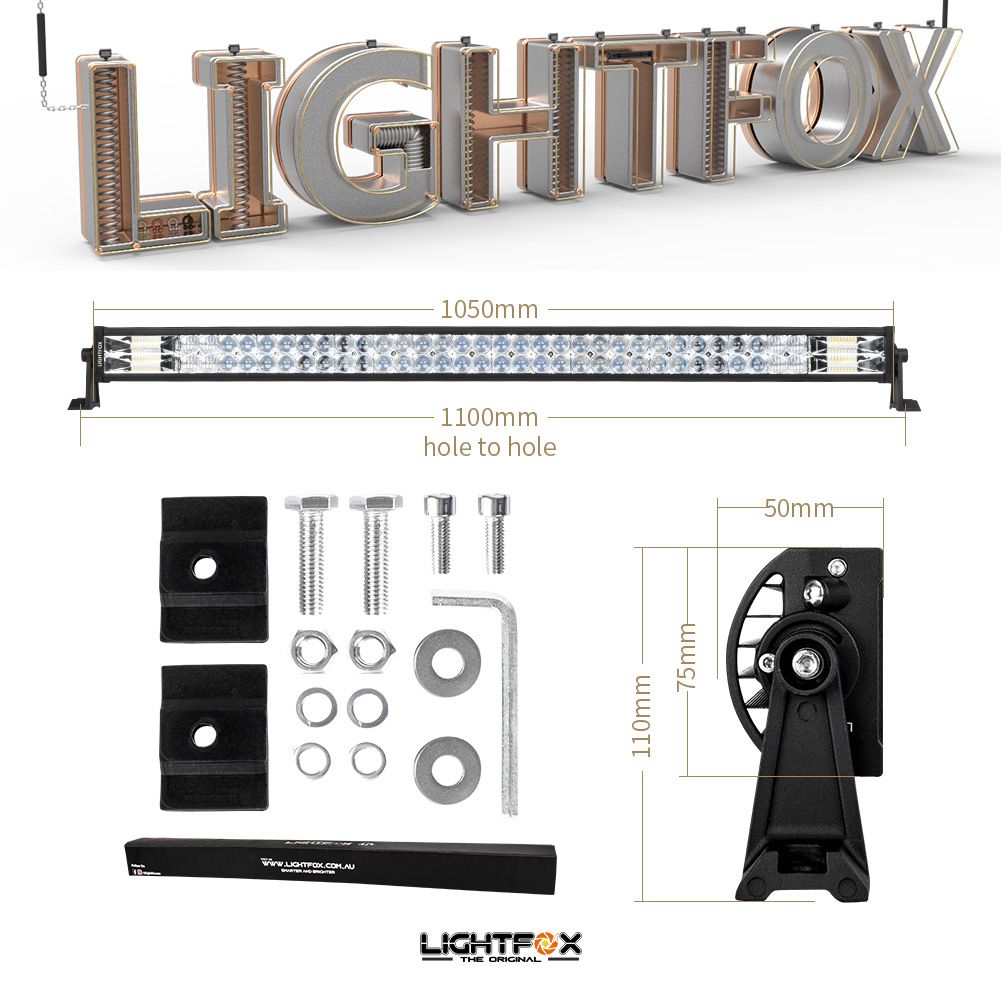 42inch Osram Philips LED Light Bar 5D Triple Flood Spot Offroad Driving 4WD 4x4