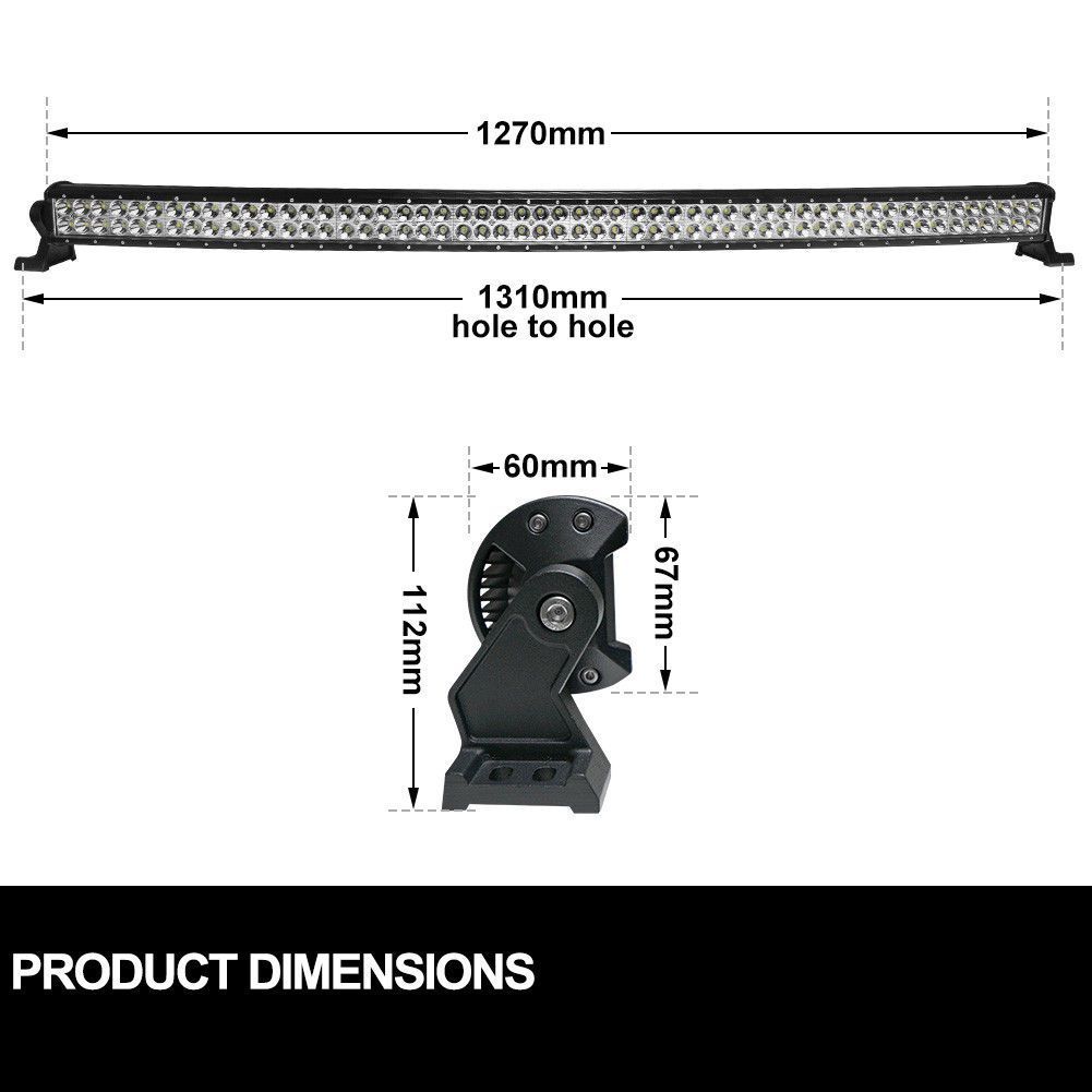 50inch Cree Curved LED Light Bar Spot Beam Work Driving 4WD Truck SUV 52inch