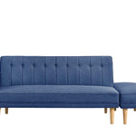 3 Seater Fabric Sofa Bed with Ottoman - Blue
