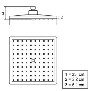 Rain Showerhead -230mm Squared