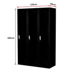 Three-Door Side by Side Office Gym Shed Storage Locker