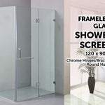 1200 x 900mm Frameless 10mm Glass Shower Screen By Della Francesca