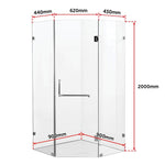 900 x 900mm Frameless 10mm Glass Shower Screen By Della Francesca