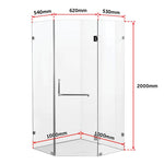 1000 x 1000mm Frameless 10mm Glass Shower Screen By Della Francesca