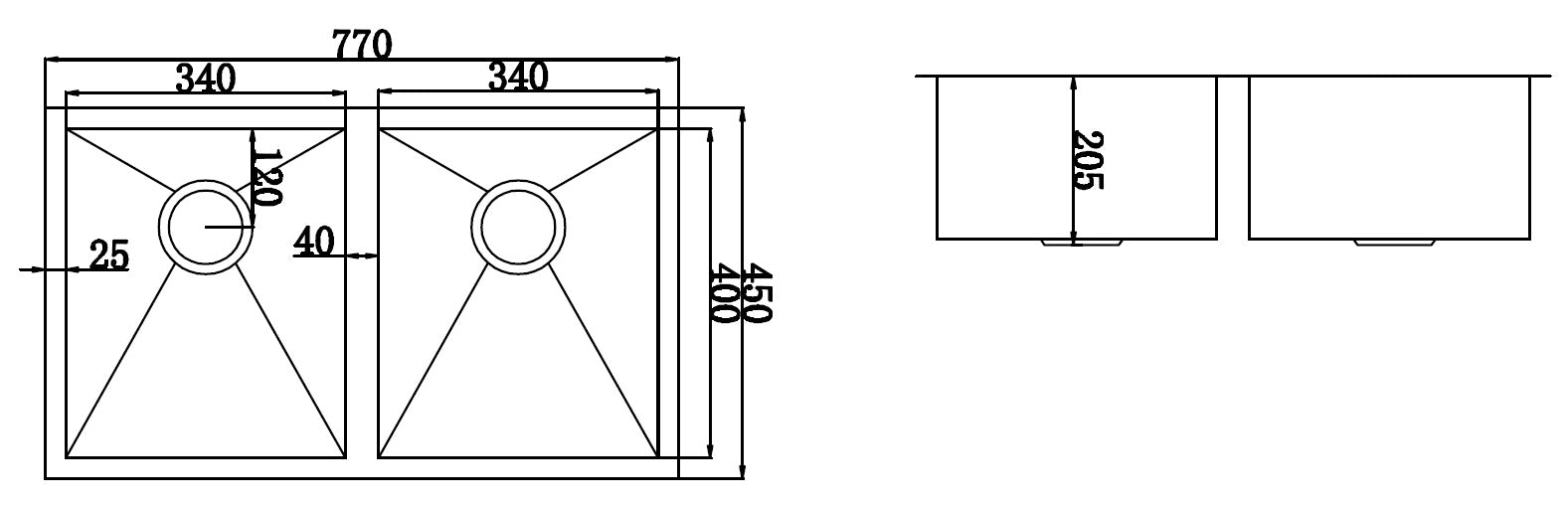 Stainless Steel Sink - 770 x 450mm