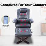 PU Leather Massage Chair Recliner Ottoman Lounge Remote